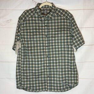 REI Men's Blue and Cream Plaid Button Down Shirt